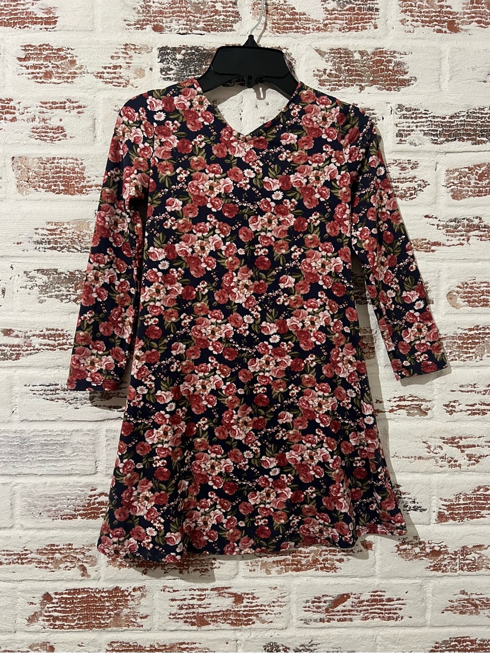 Girl Floral Dress Size Small Long Sleeve Tie Back Fall Autumn BCX Girl